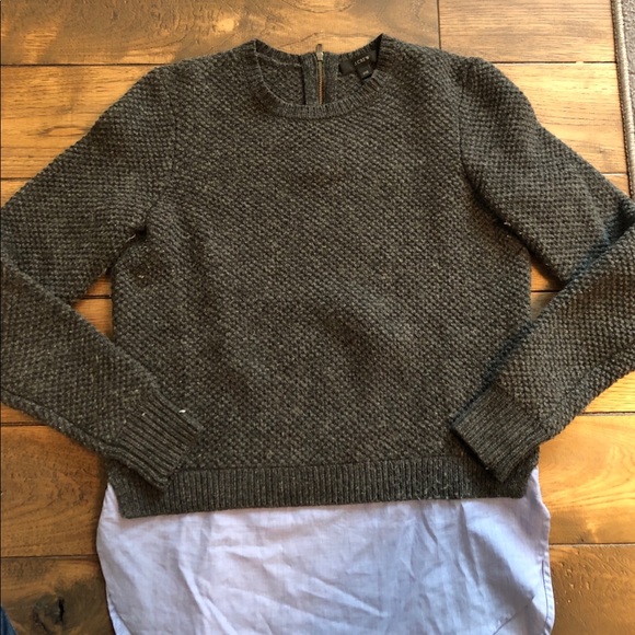 J Crew Grey Sweater with Blue Built in Shirt XXS - Picture 3 of 6